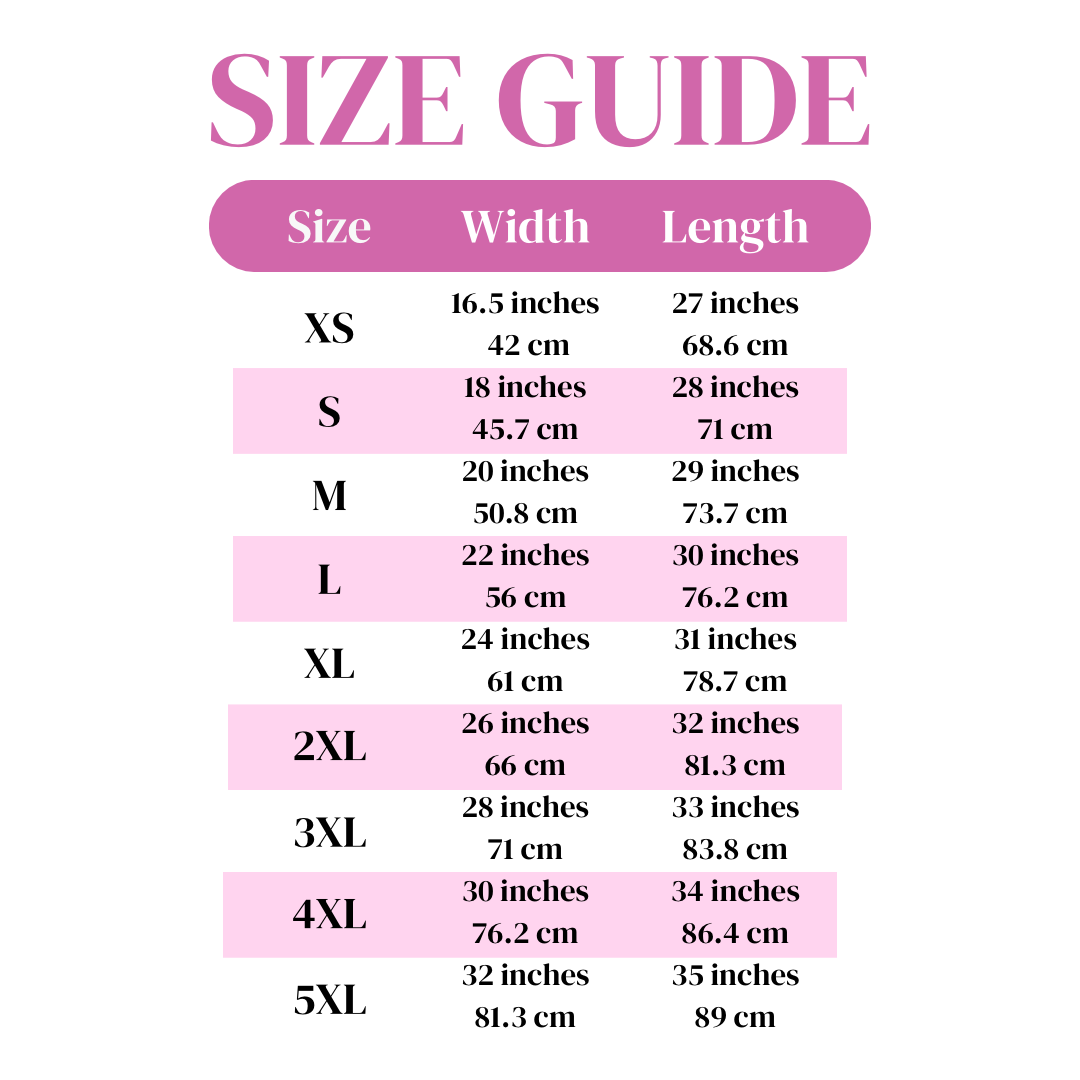 Feminist T-Shirt Size Guide