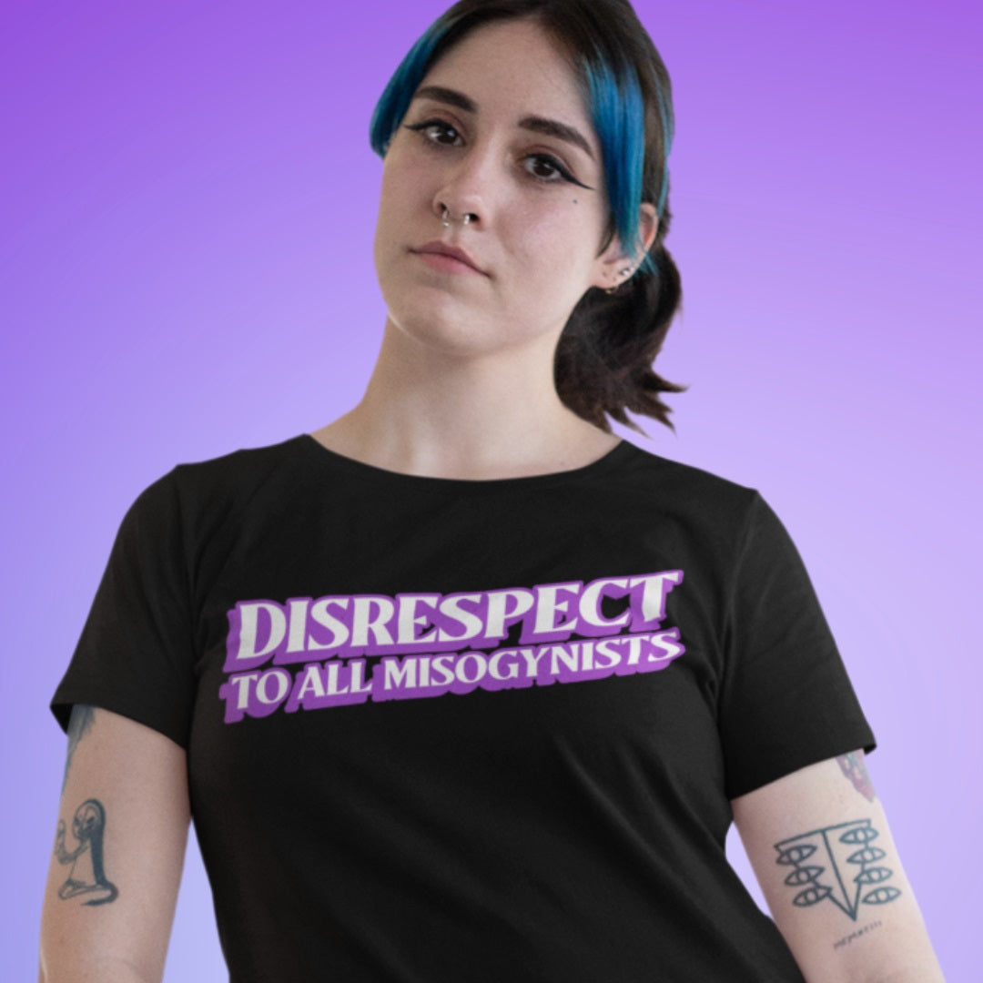 Feminist T-shirt, Feminist Shirt, Feminist Graphic Tee With White And Purple Writing- Shop Feminist Apparel