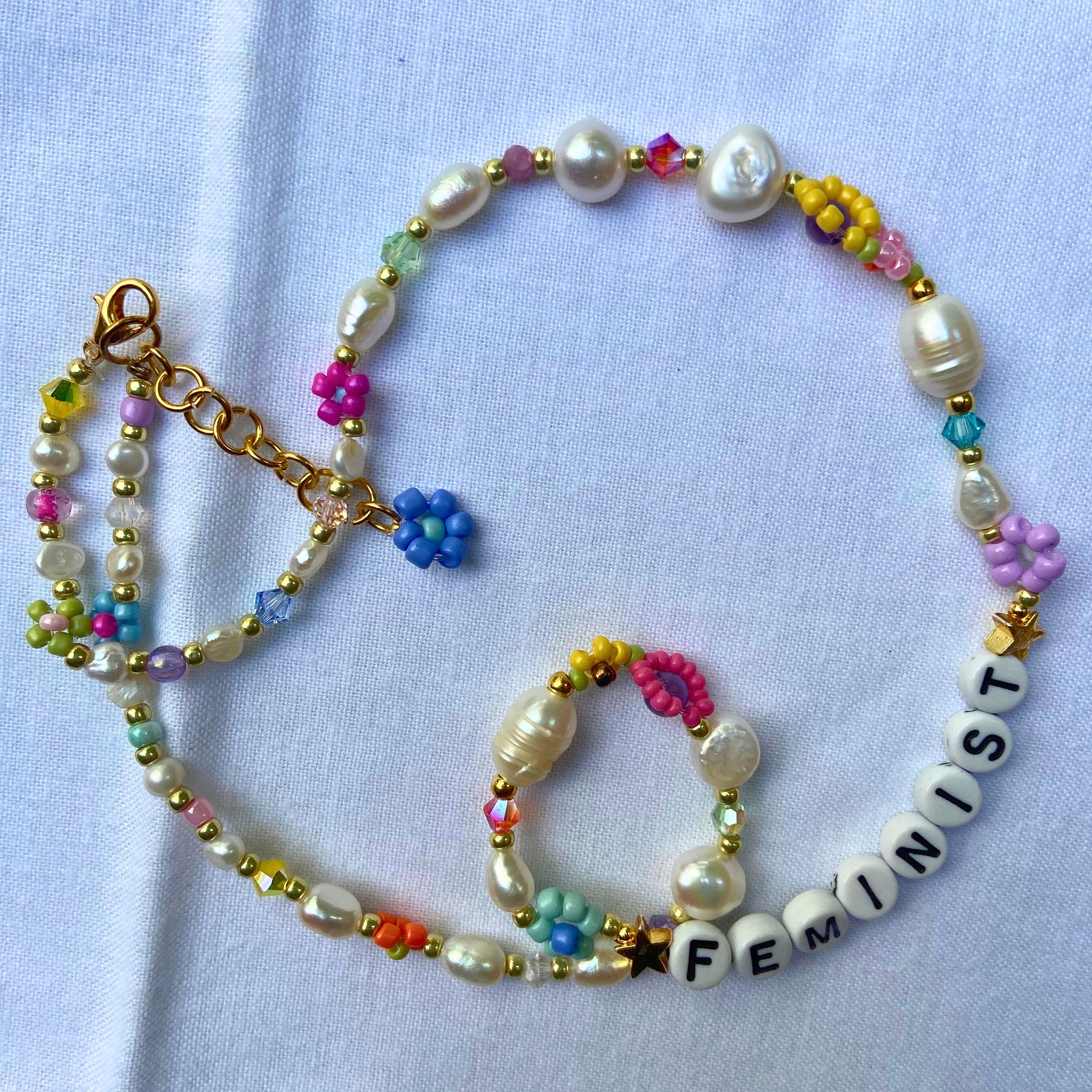 Pearl Feminist Beaded Necklace