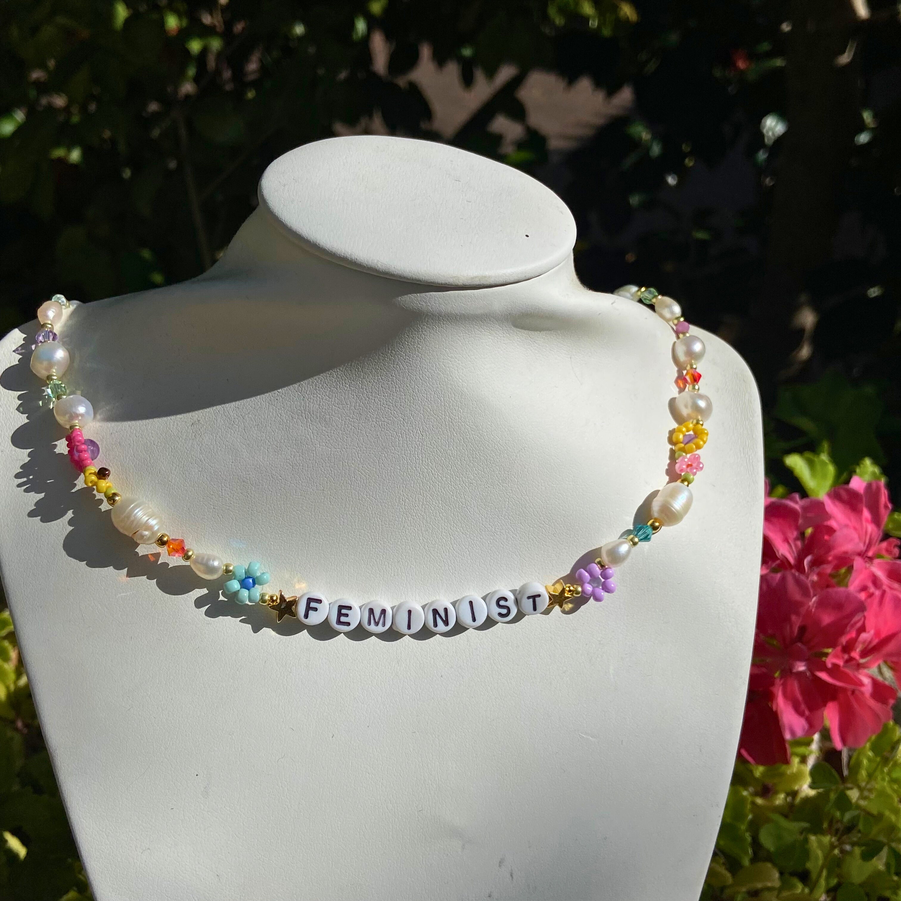 Pearl Feminist Beaded Necklace