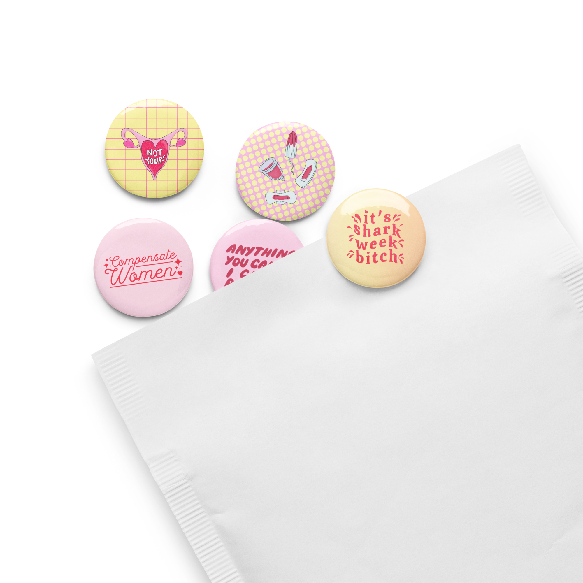 Period Positive Set of 5 pin buttons