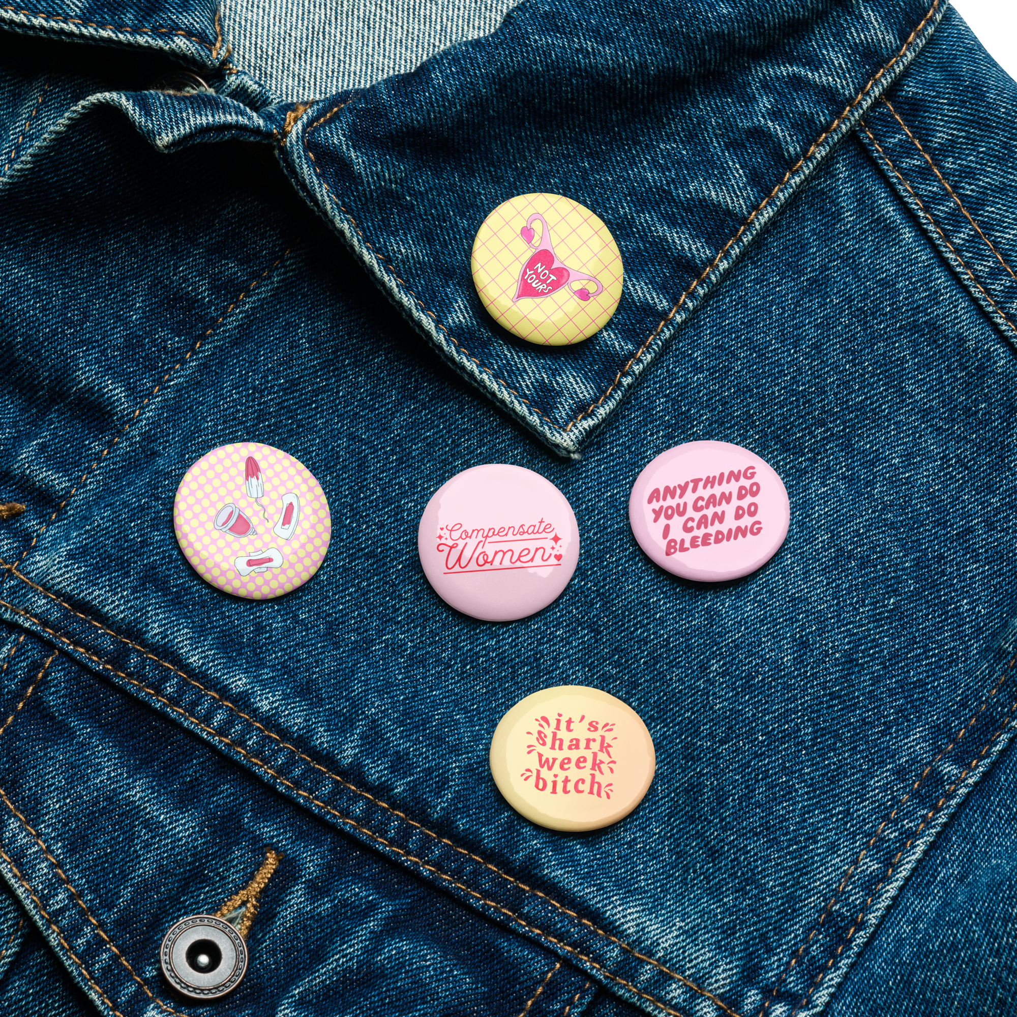 Period Positive Set of 5 pin buttons