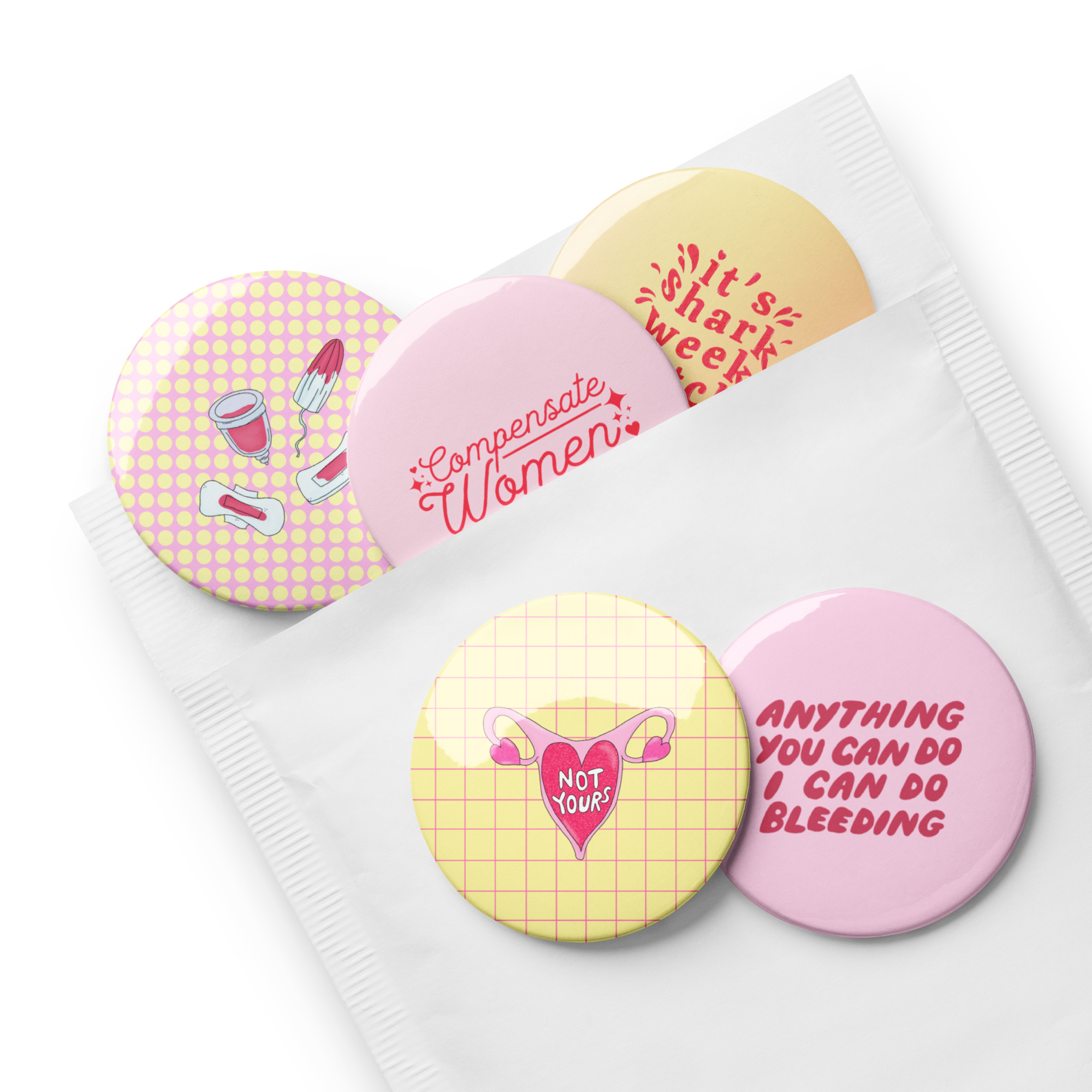 Period Positive Set of 5 pin buttons
