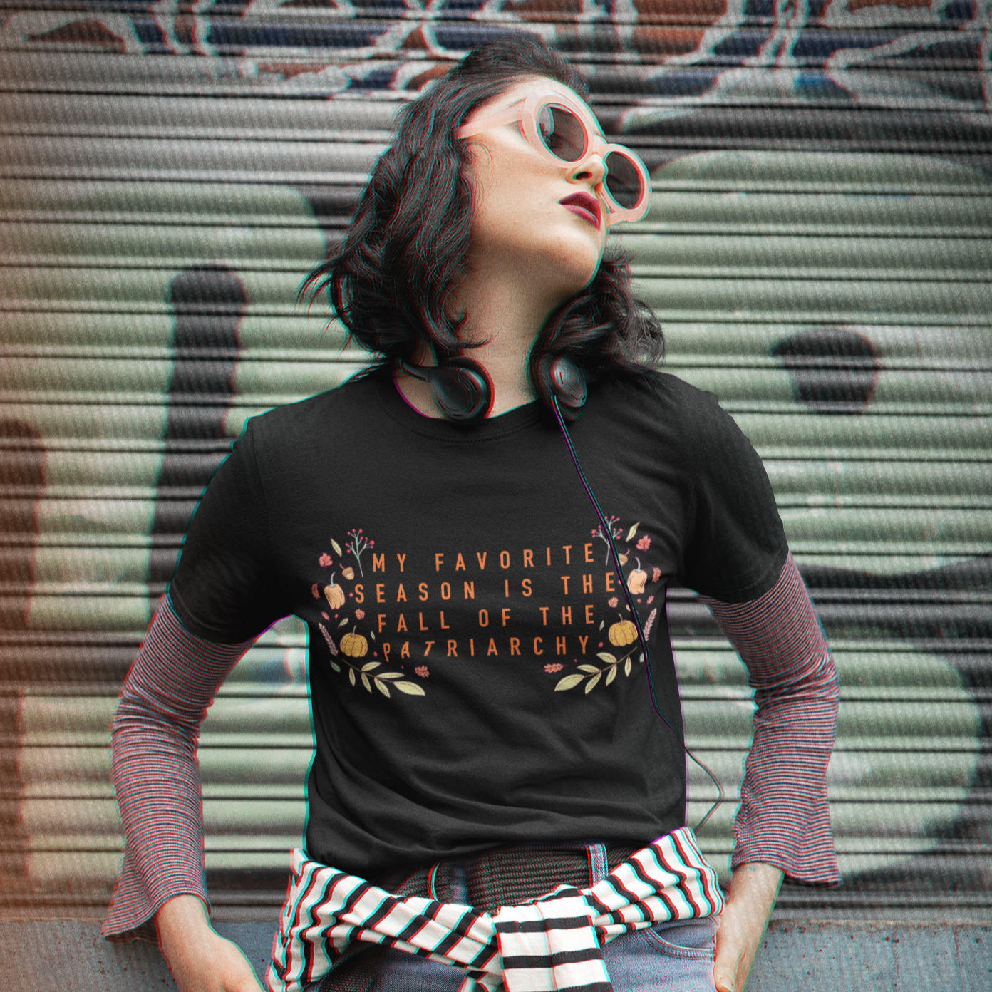 Black feminist shirt that says 'My Favorite Season Is The Fall Of The Patriarchy' - shop feminist trash for feminist shirts, political clothing and outfits for pride.