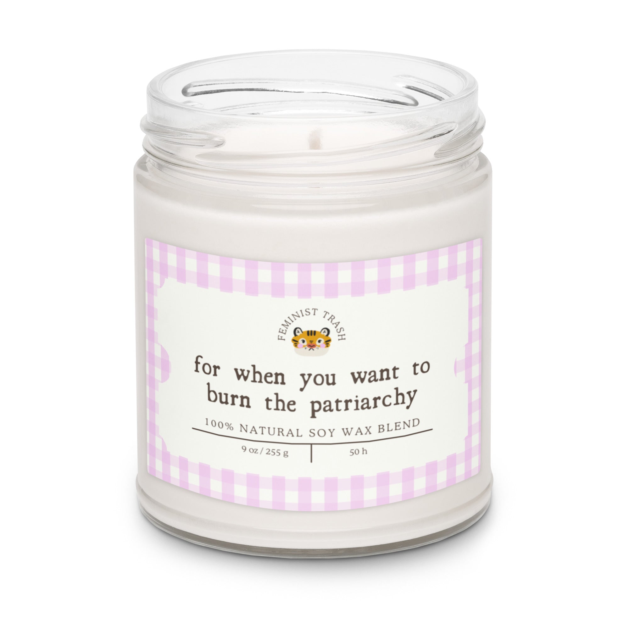 feminist candle for when you want to urn the patriarchy- shop feminist trash for funny candles and women's march merchandise