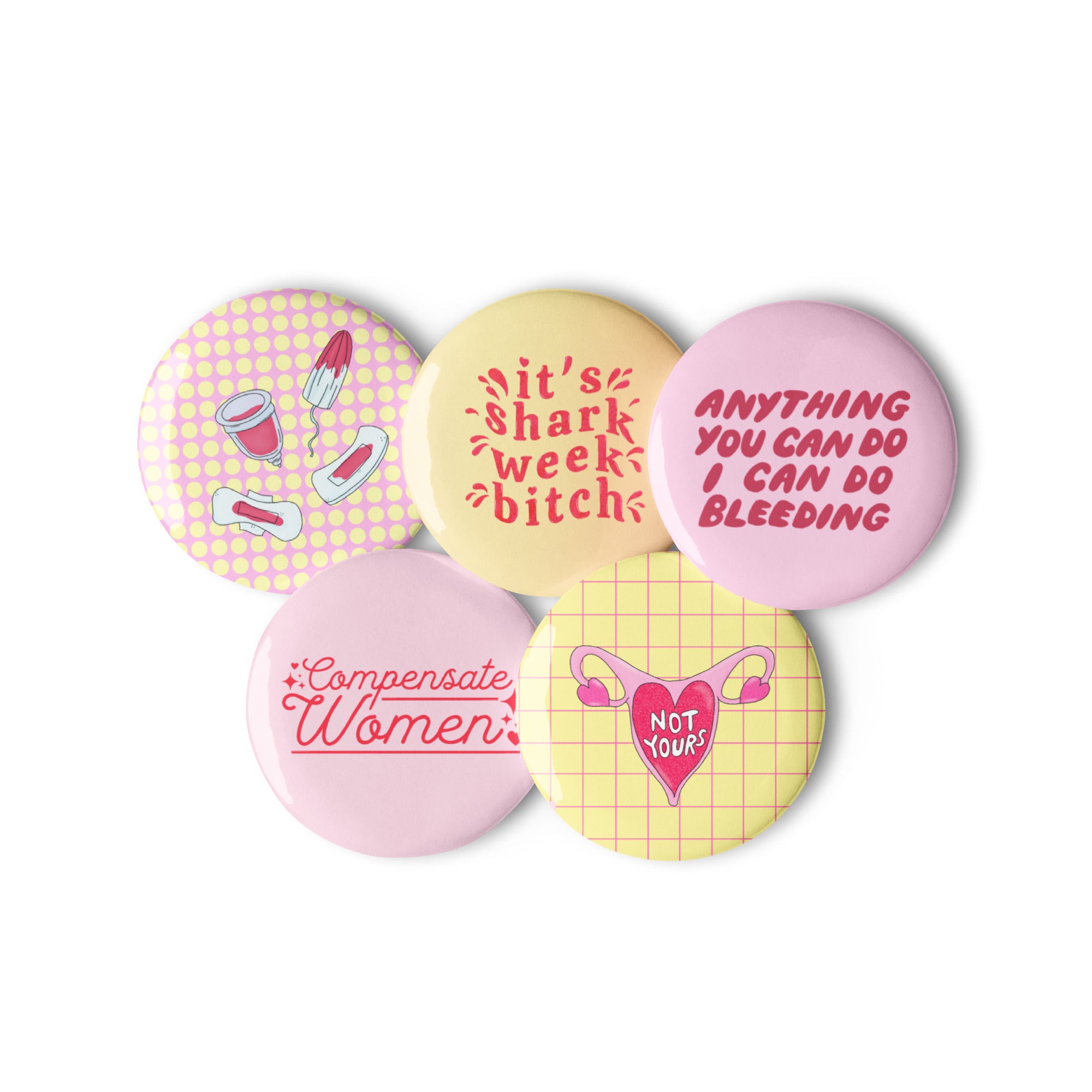 Period Positive Set of 5 pin buttons