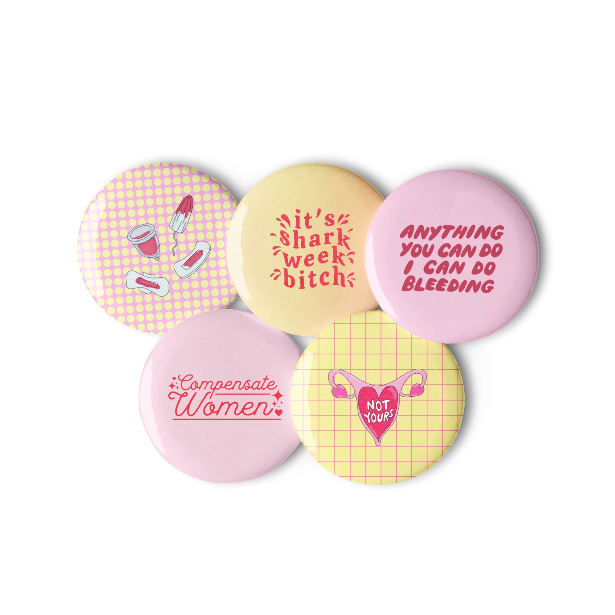 Period Positive Set of 5 pin buttons