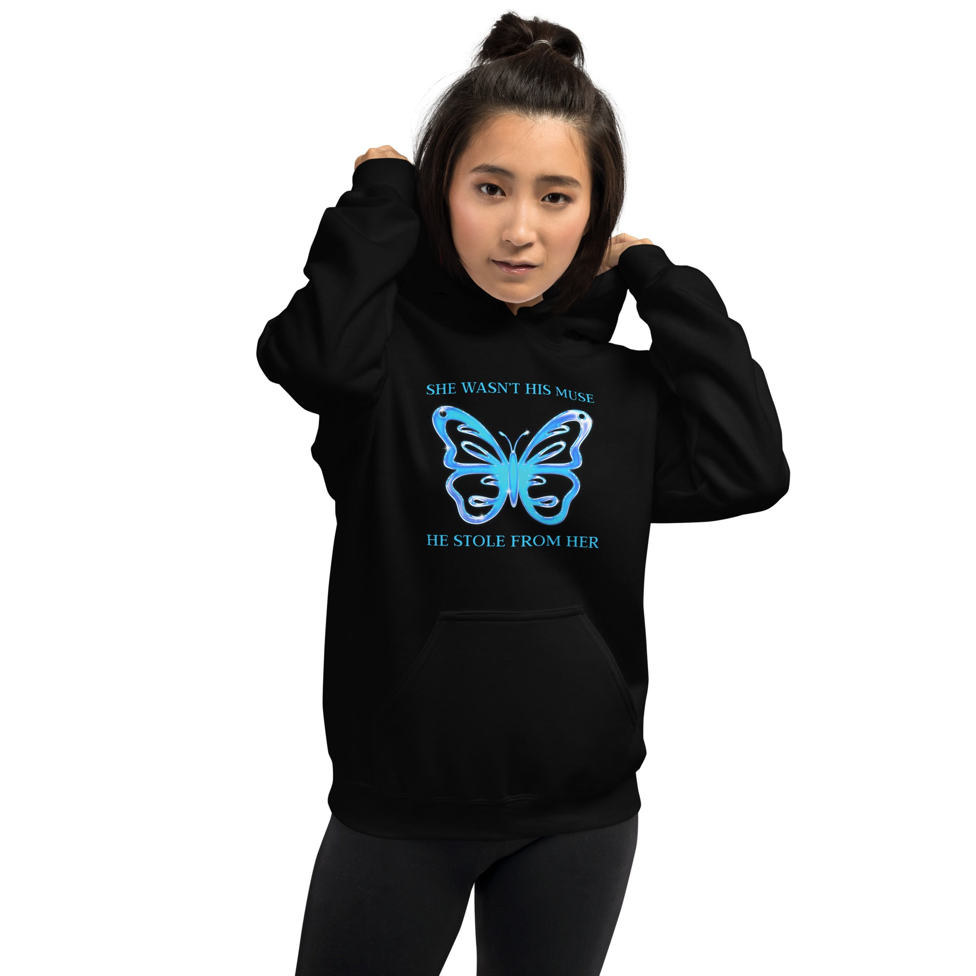 She Wasn’t His Muse He Stole From Her Unisex Feminist Hoodie - Shop Women’s Rights T-shirts - Feminist Trash Store - Black Women’s Hoodie