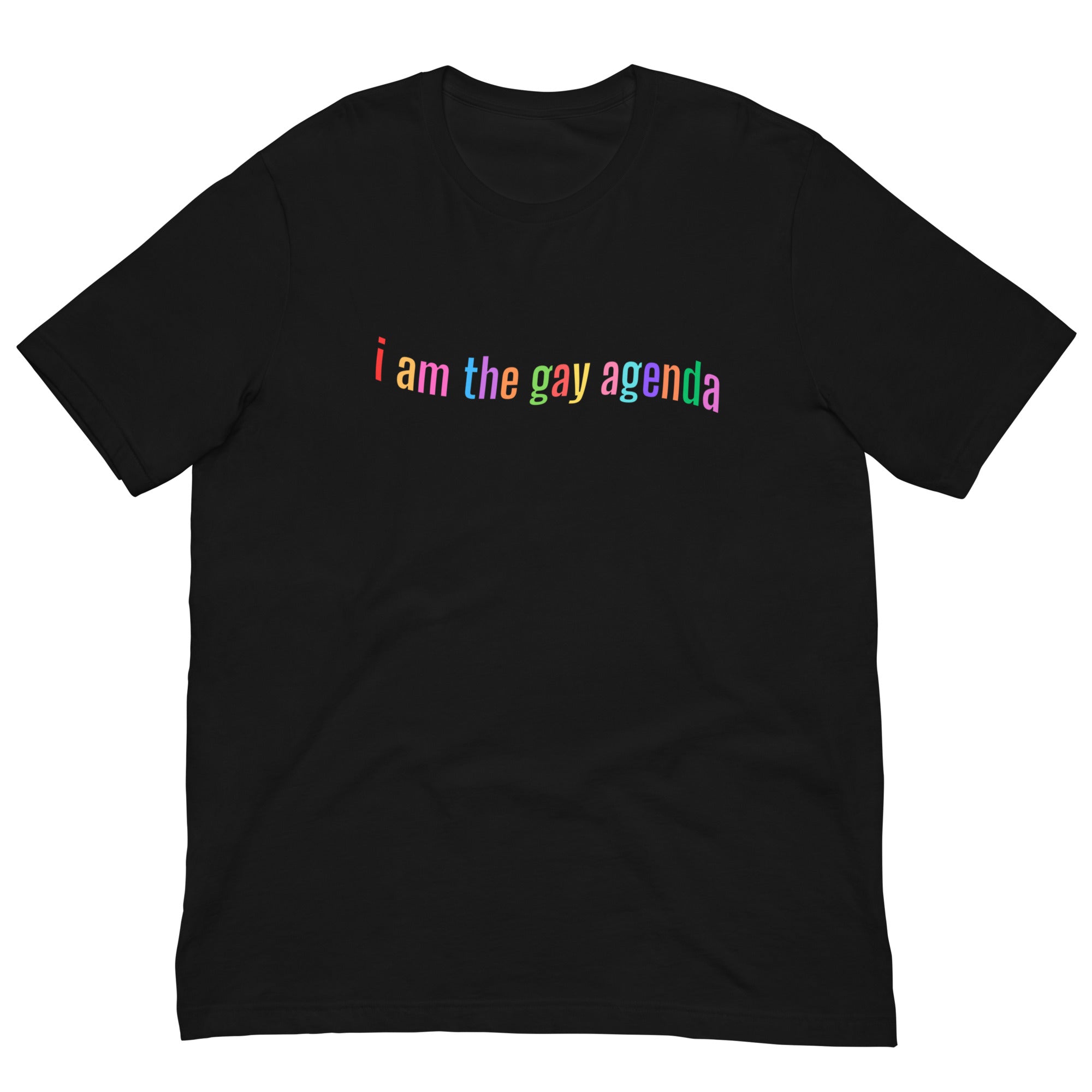 I Am The Gay Agenda Unisex Pride T-shirt - Shop Feminist T-shirts - Feminist Trash Store - Black