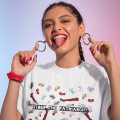 White Feminist T-Shirt - "Stomp the Patriarchy" - Shop Empowering Feminist Apparel