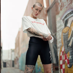 White Feminist T-Shirt  that says "Barbara Kruger Did It First" in a Supreme Graphic - Shop Empowering Feminist T Shirts, acab t-shirts, political clothing, dump him shirts and pride outfits.