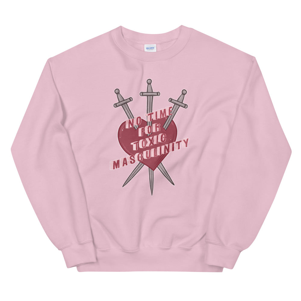 Pink Feminist Sweatshirt That Says No Time For Toxic Masculinity - Shop Feminist Apparel
