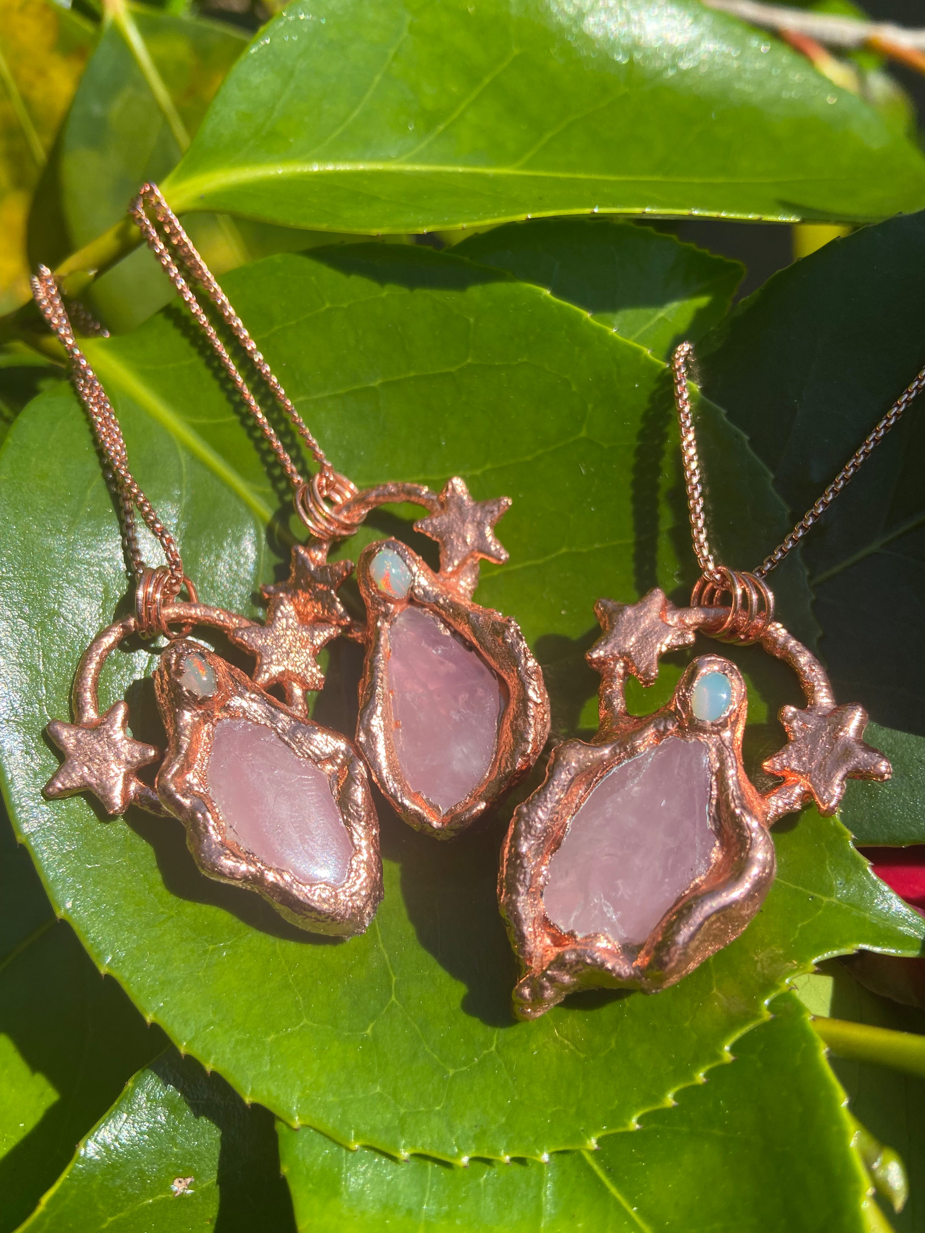Rose Quartz & Opal Cunt Necklace