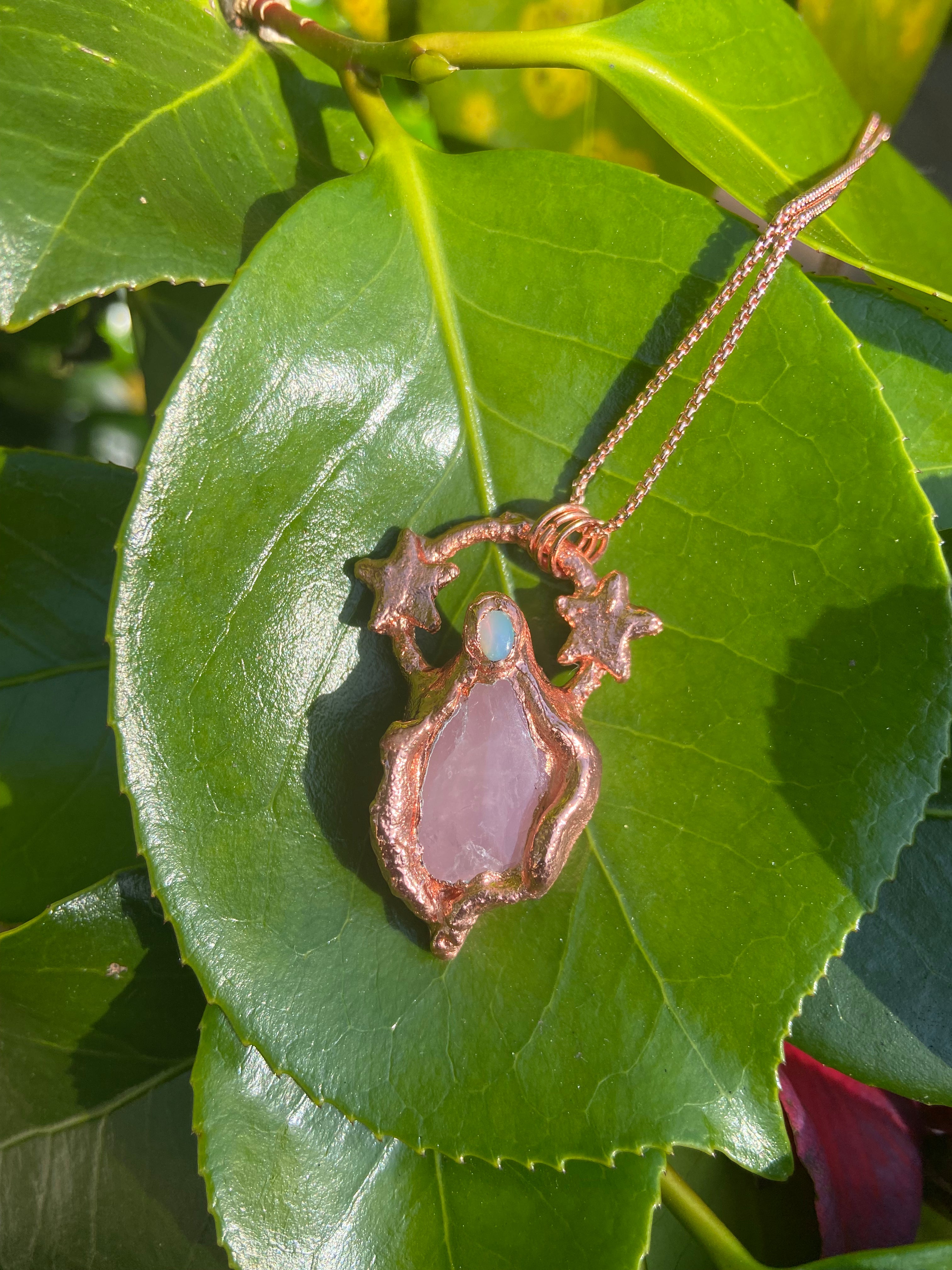 Rose Quartz & Opal Cunt Necklace