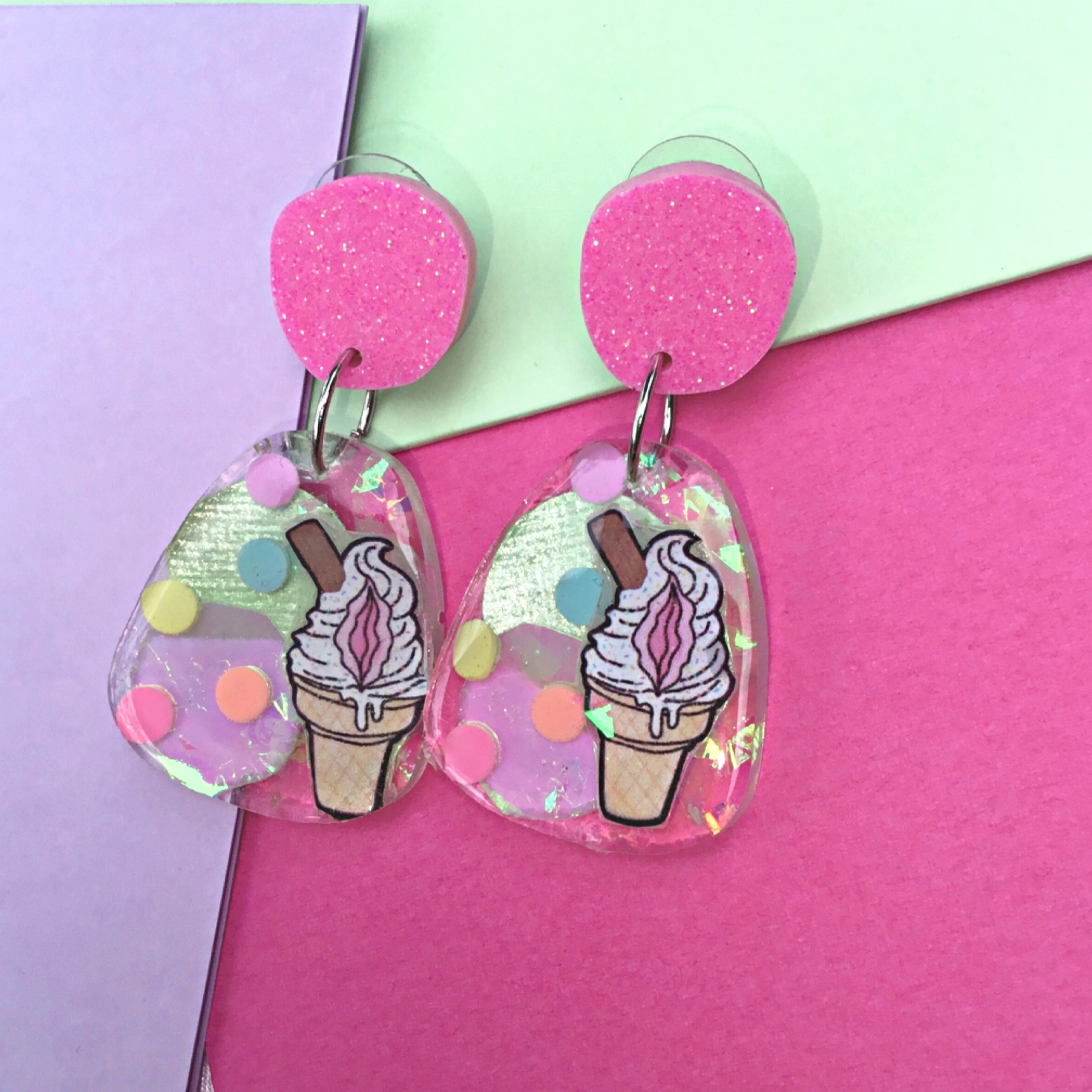 Vulva Ice-Cream Dangle Earrings