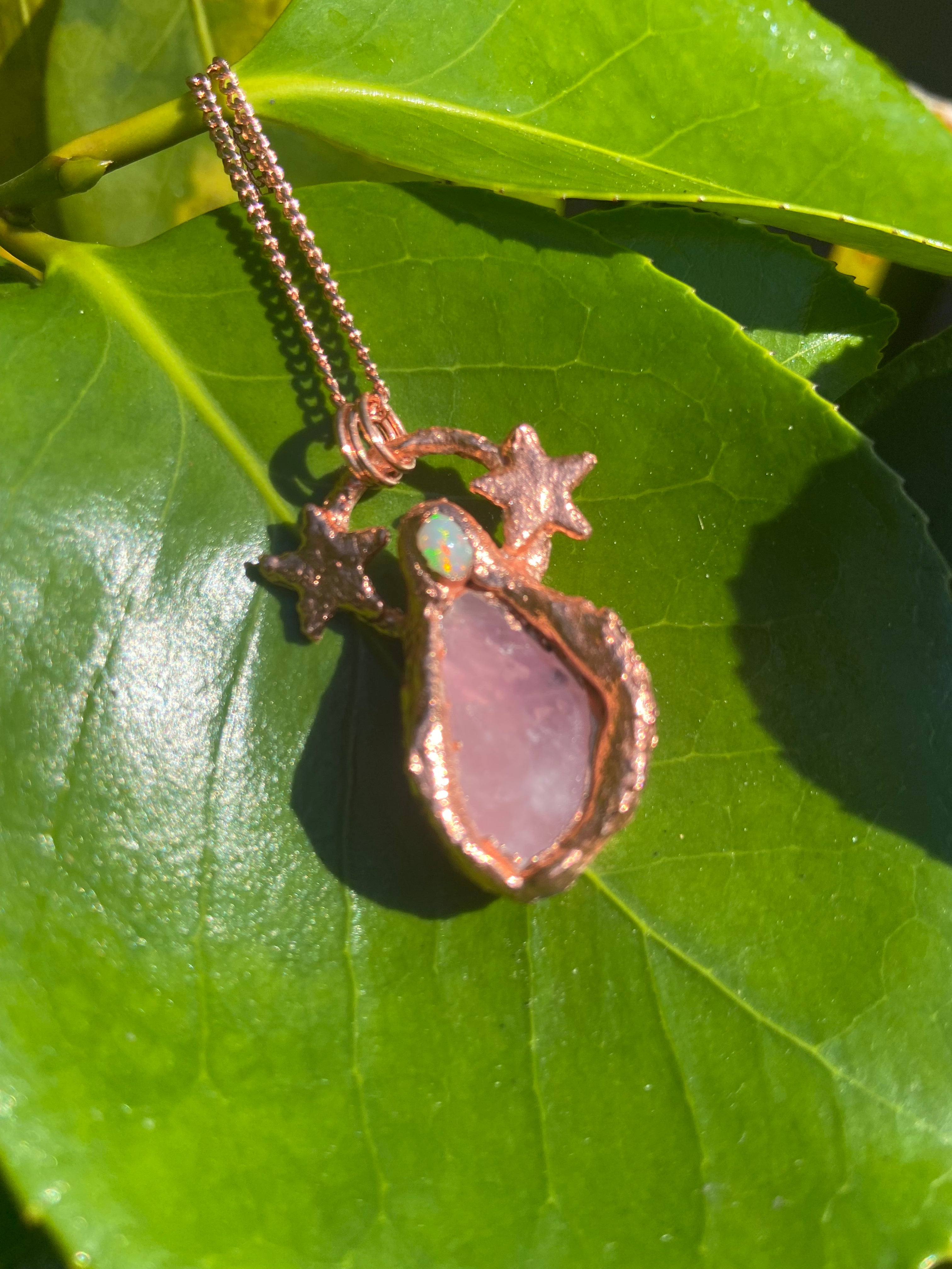 Rose Quartz & Opal Cunt Necklace