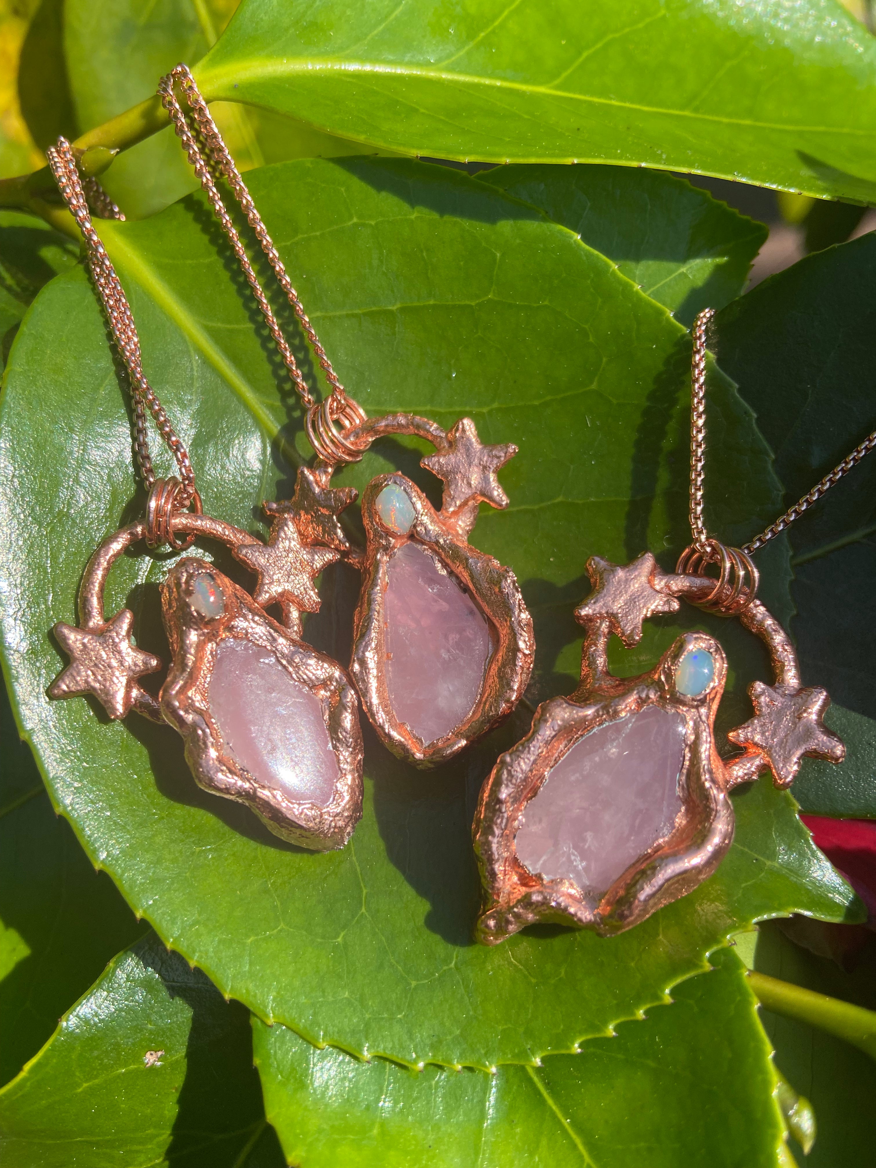 Rose Quartz & Opal Cunt Necklace