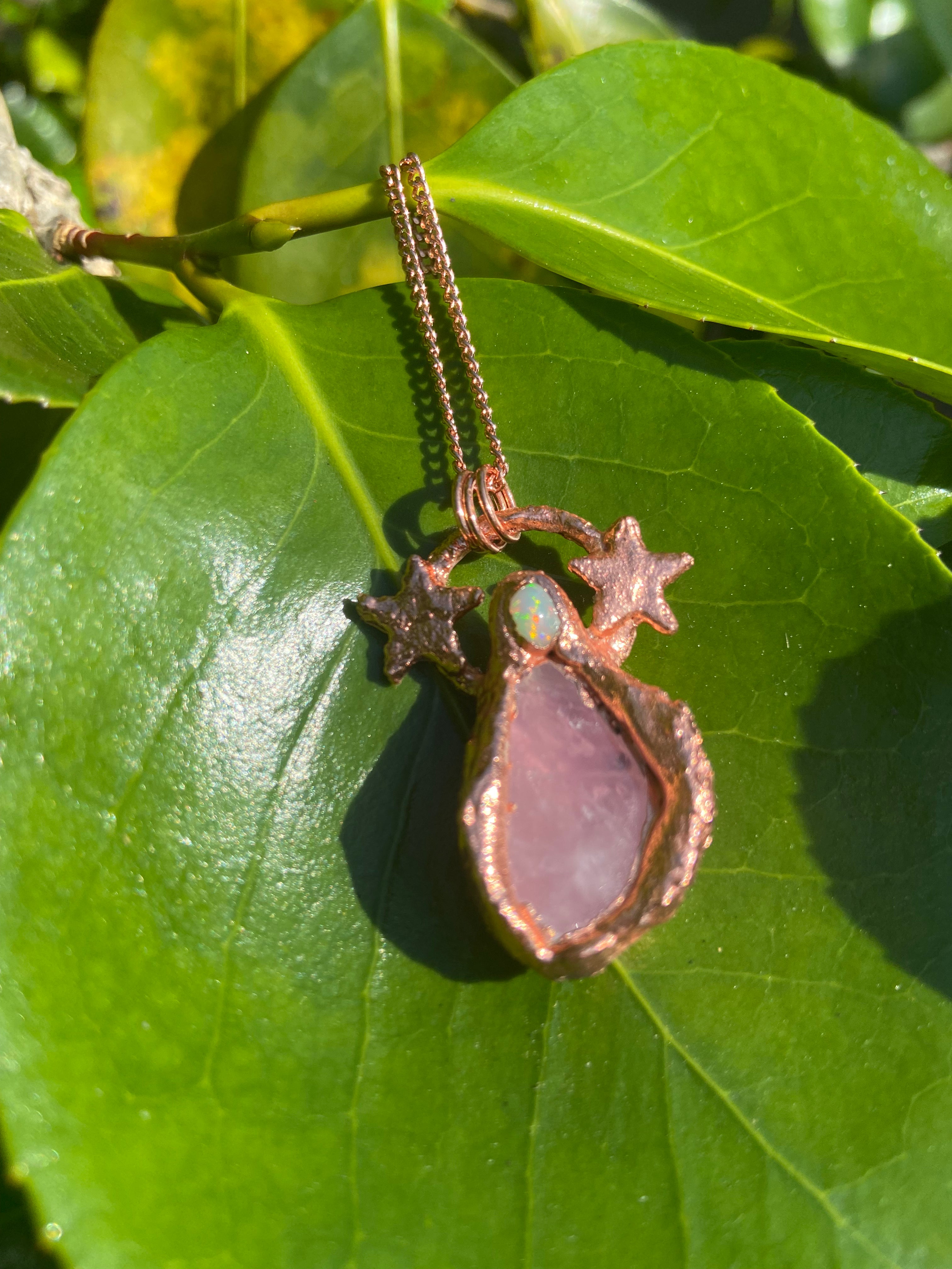 Rose Quartz & Opal Cunt Necklace