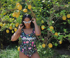 Feminist One-Piece Swimsuit - Feminist Trash Store - Floral Feminist Swimwear - Shop Women’s Rights T-shirts
