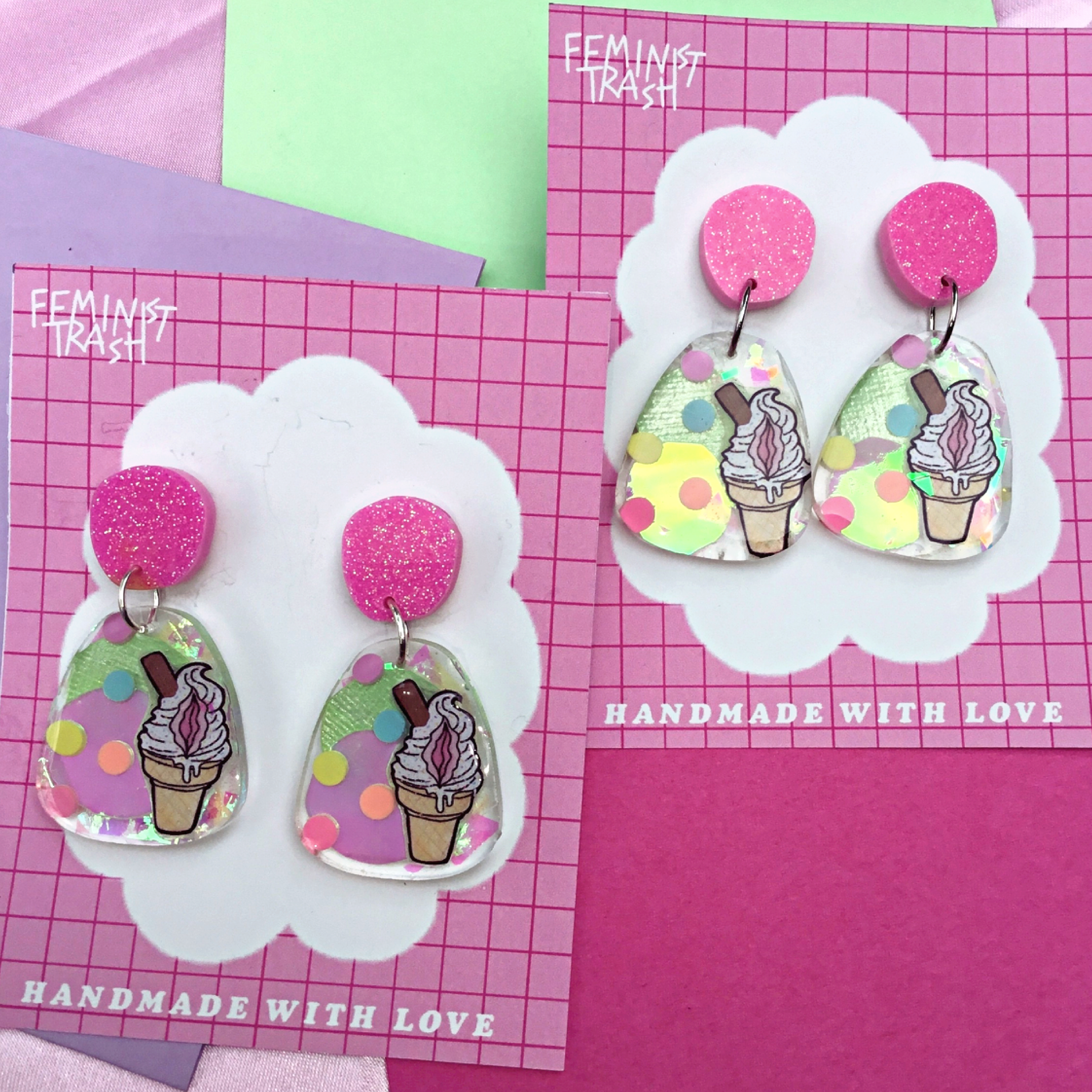 Vulva Ice-Cream Dangle Earrings