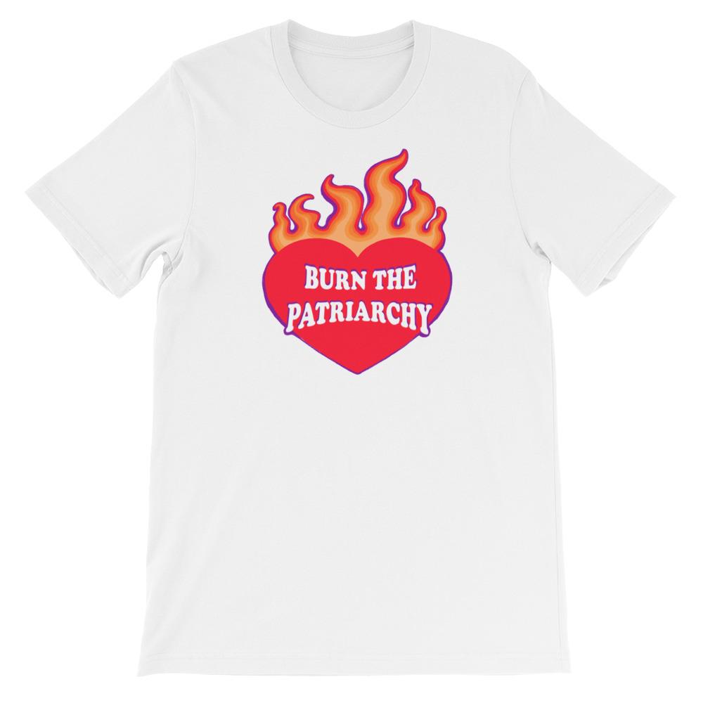 Burn The Patriarchy Unisex Feminist T-shirt - Feminist Trash Store - Shop Women’s Rights T-shirts - White