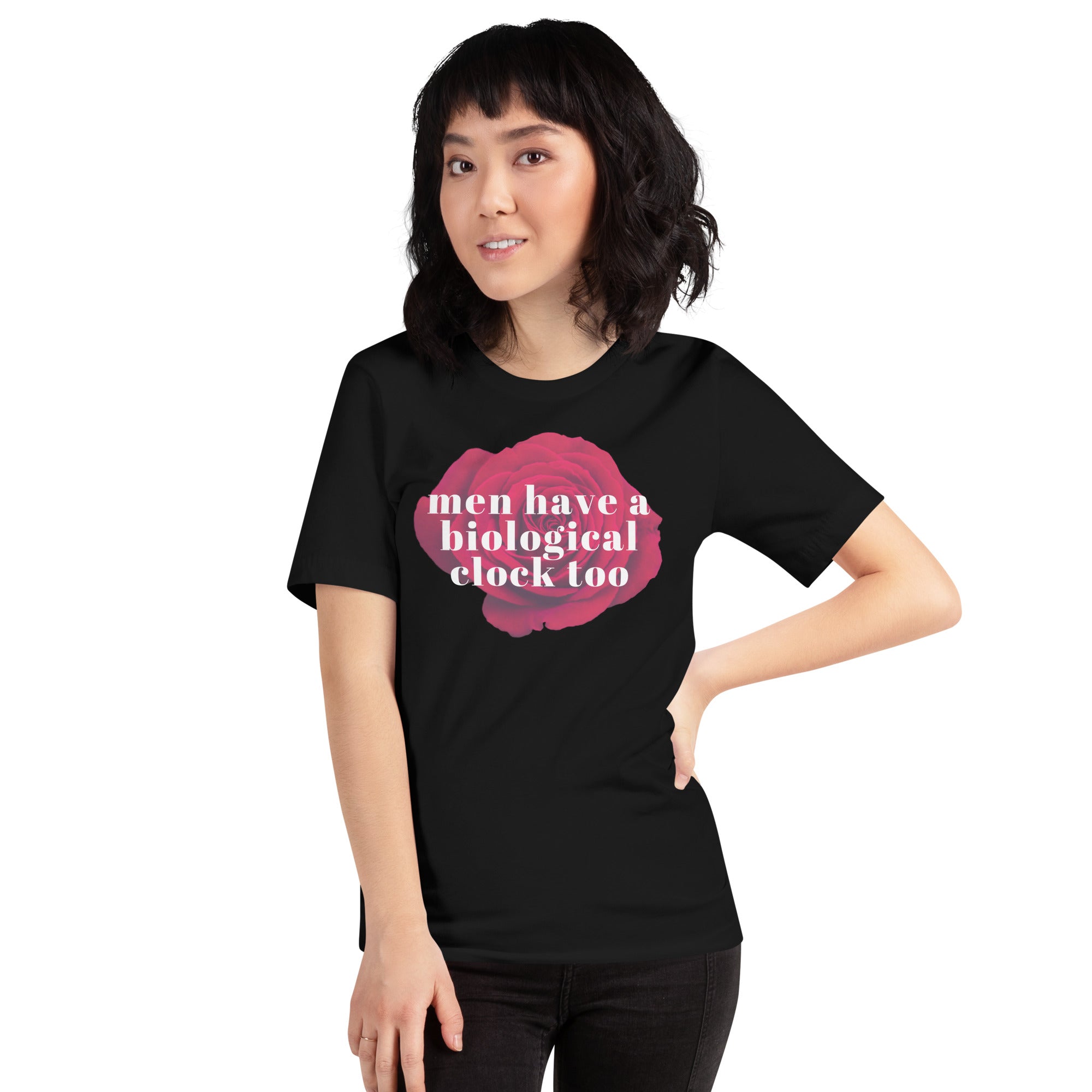 Men Have A Biological Clock Too Unisex Feminist T-shirt- Shop Women’s Rights T-shirts - Feminist Trash Store - Black women’s T-shirt