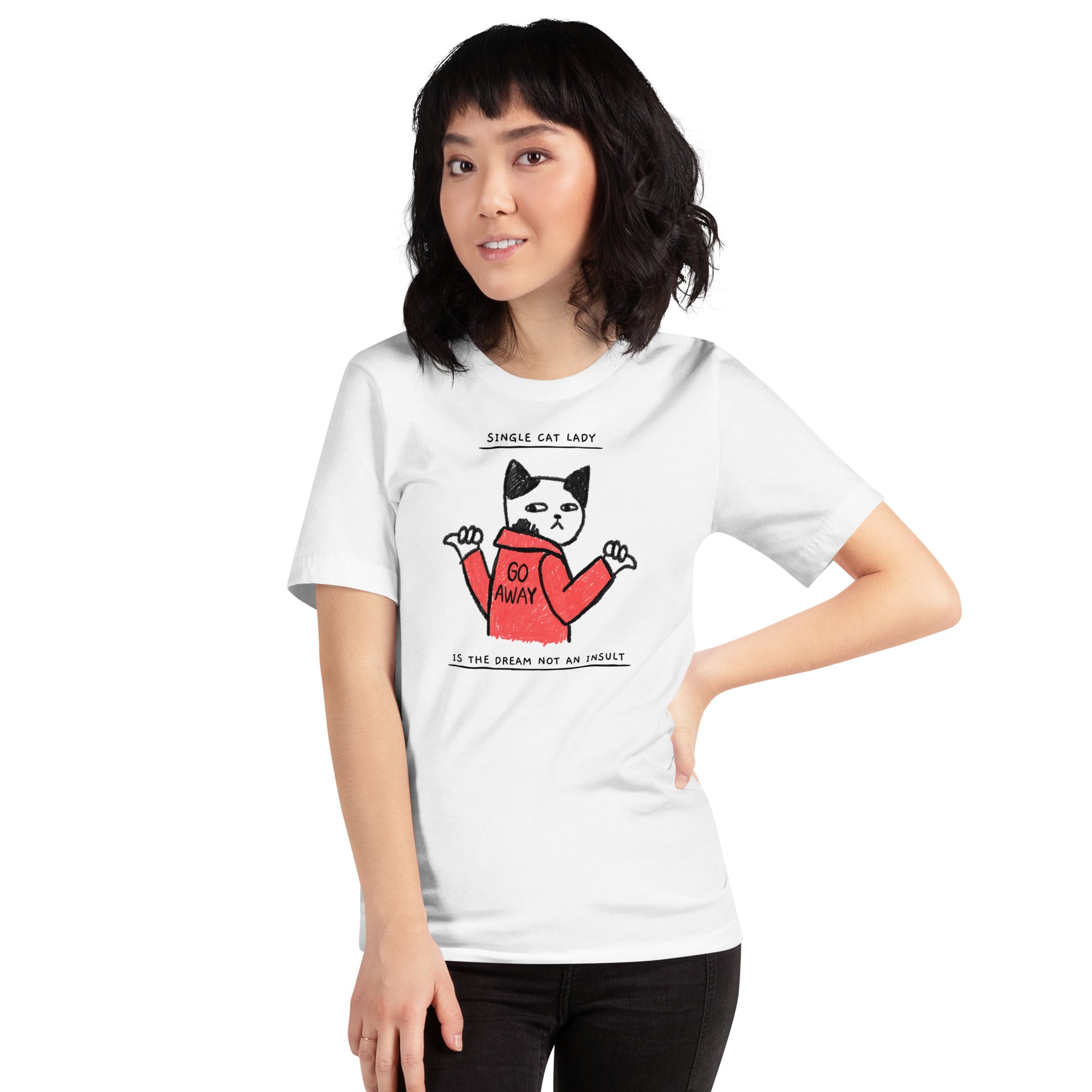 Single Cat Lady Is The Dream Not An Insult Unisex Feminist t-shirt - Shop Women’s Rights T-shirts - Feminist Trash Store - White Oversized Women’s Shirt