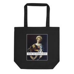 Black feminist tote bag featuring the artwork Salome with the Head of John the Baptist by Guido Reni. Shop feminist trash for gifts for feminists 