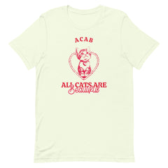 Citron unisex ACAB shirt featuring a cute red cat illustration that says all cats are beautiful- Shop feminist trash for feminist tees, acab shirts, political clothing and dump him shirts.