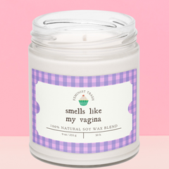 Funny candle that says smells like my vagina on the label 