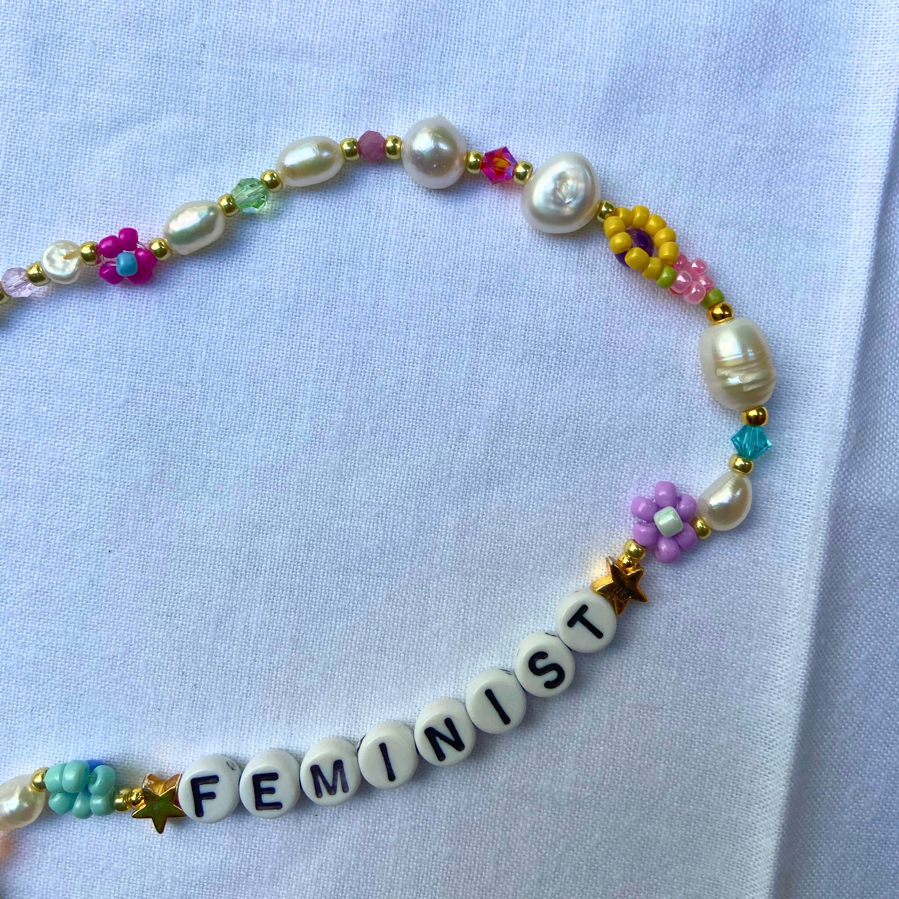Pearl Feminist Beaded Necklace