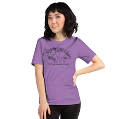 Heather purple political shirt that says make billionaires extinct 