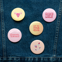 Period Positive Set of 5 pin buttons