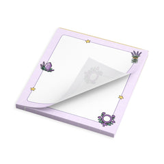 witchy feminist notepad with lavender, amethyst and star illustrations. Shop Feminist Trash for cute stationery and feminist notepads 