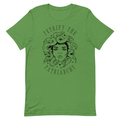 green witchy feminist shirt that says petrify the patriarchy featuring a  medusa illustration- Shop feminist trash for feminist t-shirt and  dump him shirts