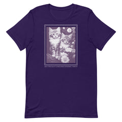 purple feminist t-shirt that says may the male loneliness epidemic thrive featuring a cute kitten rendering- shop feminist trash for feminist apparel and women's march merchandise   