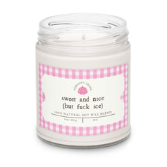 political candle hat says sweet and nice (but fuck ice) Shop feminist trash for funny candles and political clothing