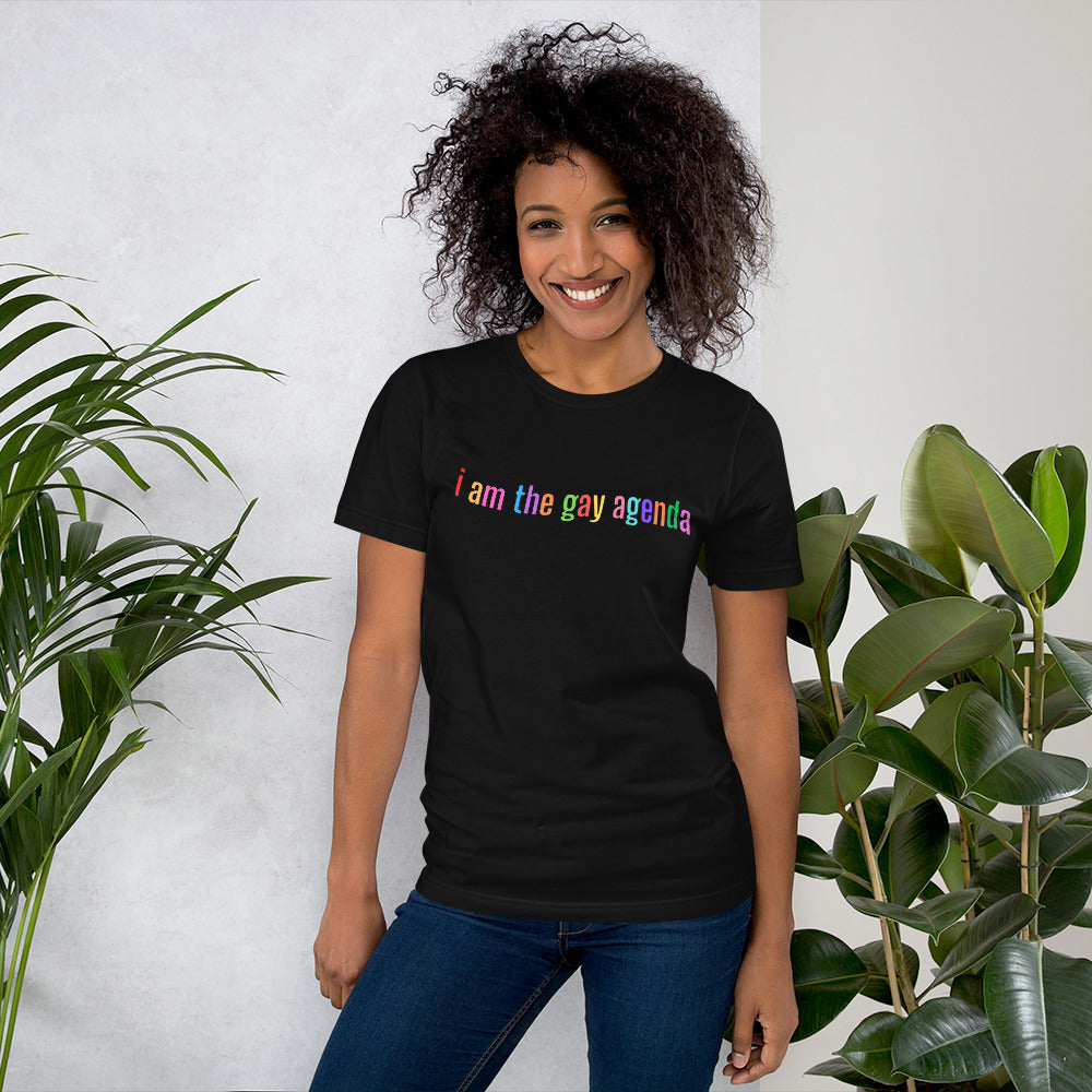 I Am The Gay Agenda Unisex Pride T-shirt - Shop Feminist T-shirts - Feminist Trash Store - Black