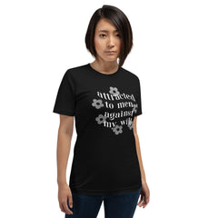 Black feminist t shirt: White text declaring 'Attracted to Men Against My Will'