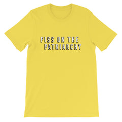 Piss On The Patriarchy Short-Sleeve Unisex Feminist T-Shirt - Feminist Trash Store - Shop Women’s T-shirts - Yellow