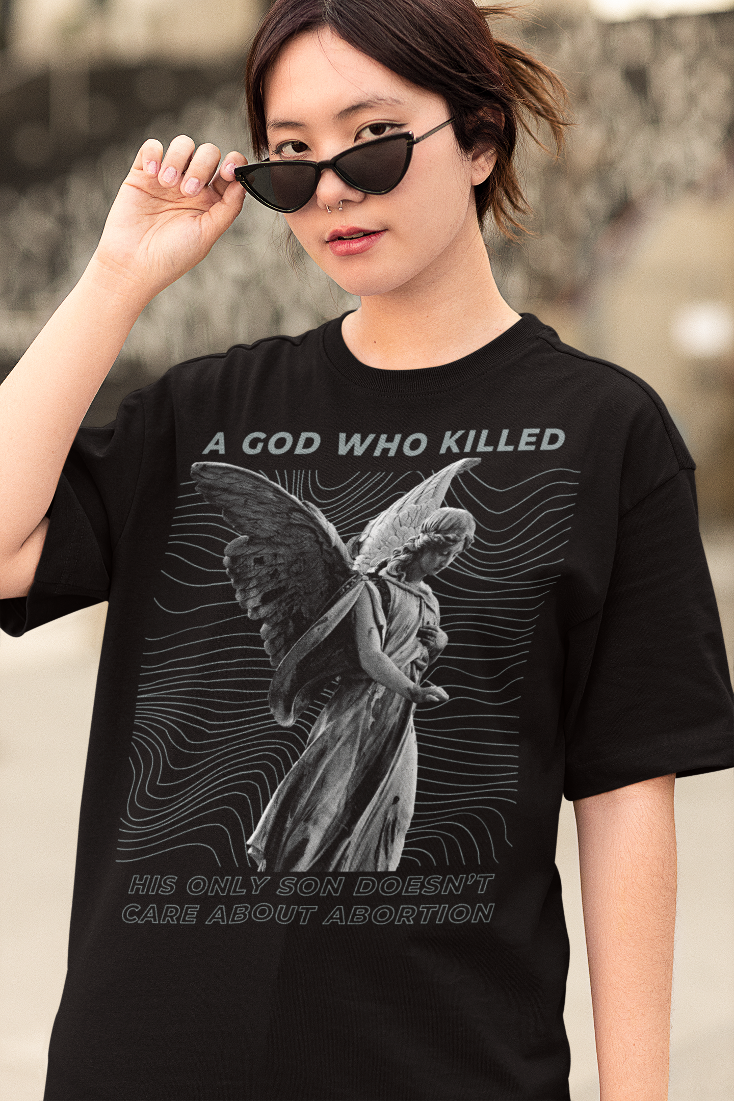 A God Who Killed His Own Son Doesn’t Care About Abortion Unisex Black Oversised  Feminist T-shirt - Feminist Trash Store - Shop Women’s Rights T- Shirts