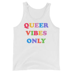 Queer Vibes Only Unisex Pride Tank Top - Feminist Trash Store - Shop Pride T-shirts - White