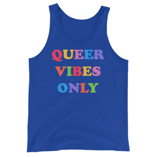 Queer Vibes Only Unisex Pride Tank Top - Feminist Trash Store - Shop Pride T-shirts - Royal Blue