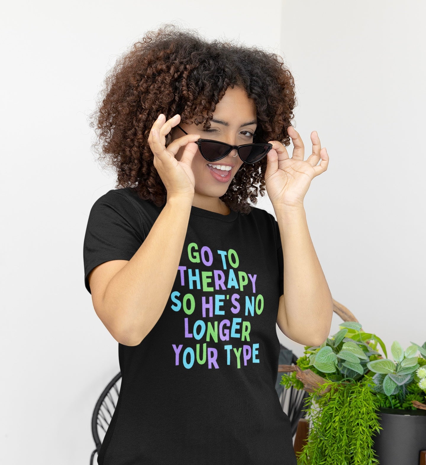 Go To Therapy So He’s No Longer Your Type Unisex Feminist t-shirt - Shop Women’s Rights T-shirts - Feminist Trash Store - Women’s oversized T-shirt