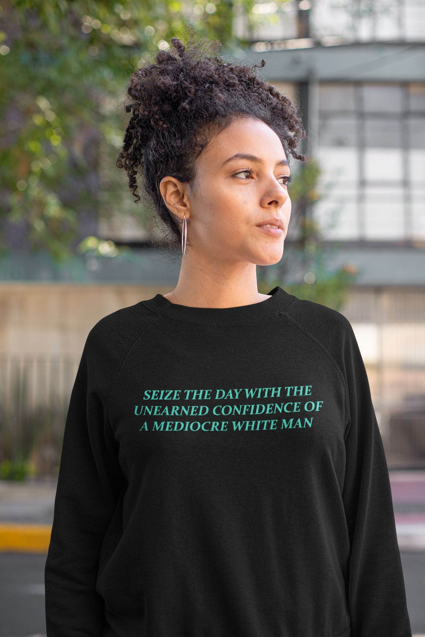 Seize the day Unisex Feminist Sweatshirt - Shop Women’s Rights T-shirts - Black Oversized Women’s Sweatshirt