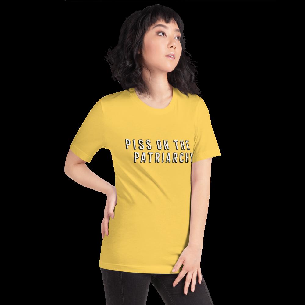 Piss On The Patriarchy Short-Sleeve Unisex Feminist T-Shirt - Feminist Trash Store - Shop Women’s T-shirts - Yellow Oversized Women’s T-shirt