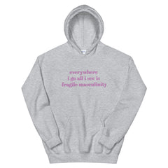 Everywhere I Go All I See Is Fragile Masculinity Unisex Feminist Hoodie - Feminist Trash Store - Shop Women’s Rights T-shirts - Sports Grey