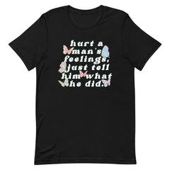 Hurt A Man’s Feelings Short-Sleeve Unisex Feminist T-Shirt - Shop Women’s Rights T-shirts - Feminist Trash Store - Black