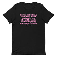 Listen To Jesus Short-Sleeve Unisex Feminist T-shirt - Shop Women’s Rights T-shirts - Feminist Trash Store  - Black