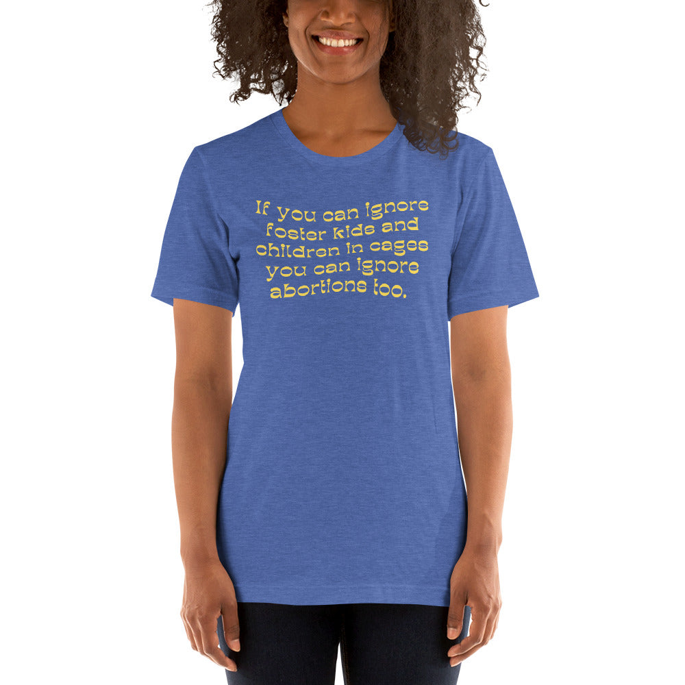 You Can Ignore abortions too Feminist Unisex t-shirt - Shop Women’s Rights T-Shirts - Feminist Trash Store- Oversized Heather Blue Women’s T-shirt